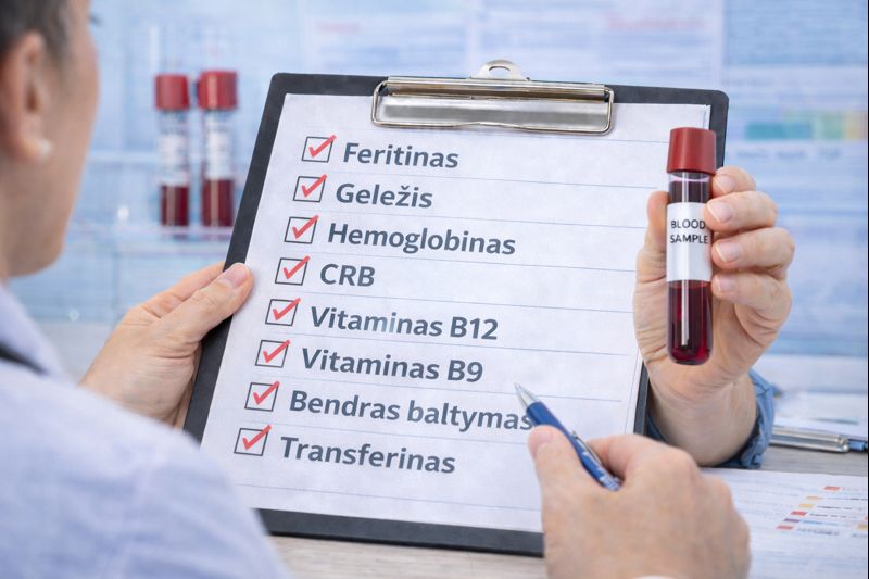 Kokius tyrimus reikia atlikti, kai žemas feritinas