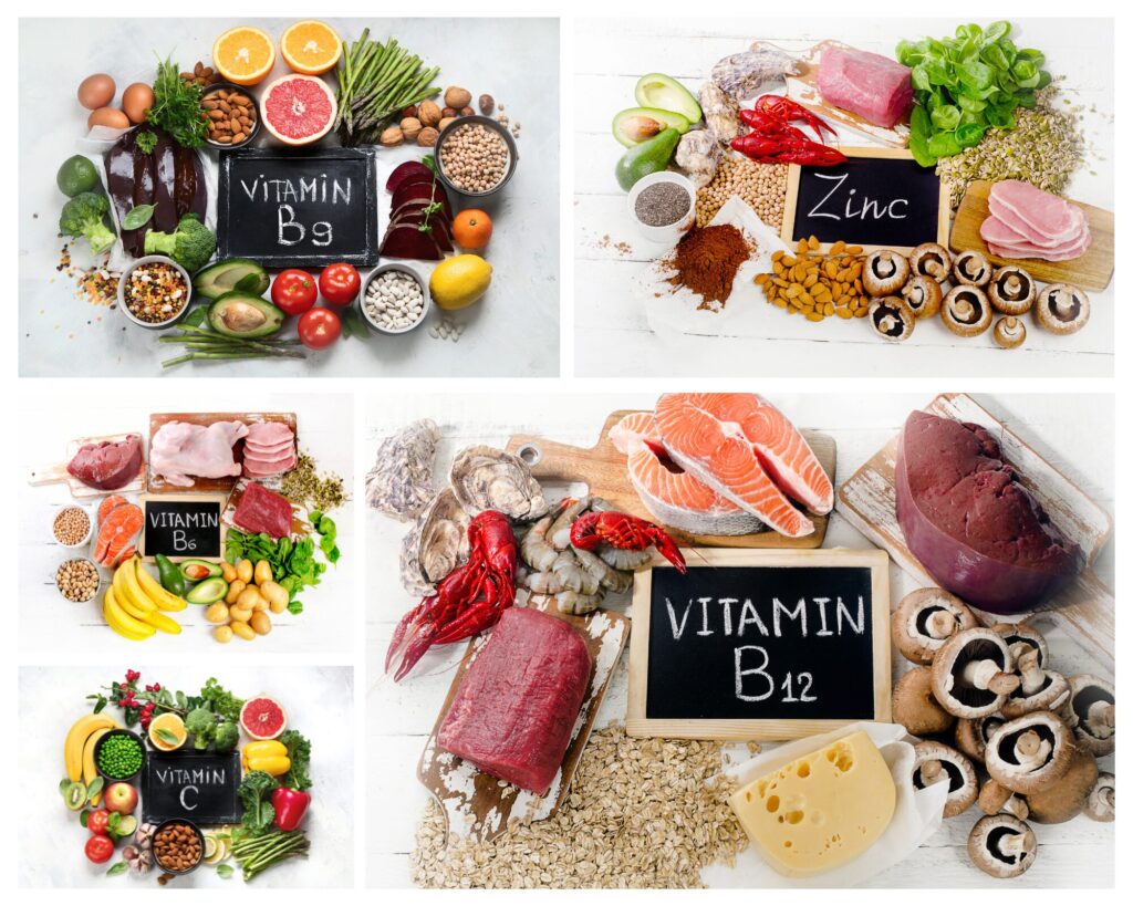 Žemo feritino priežastis - vitamino B12, folio rūgšties (vitamino B9), vitamino C, vario, cinko trūkumas