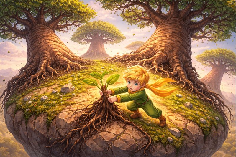 Baobabai – pavojingi medžiai Mažojo princo asteroide B-612, grasinantys ją sunaikinti