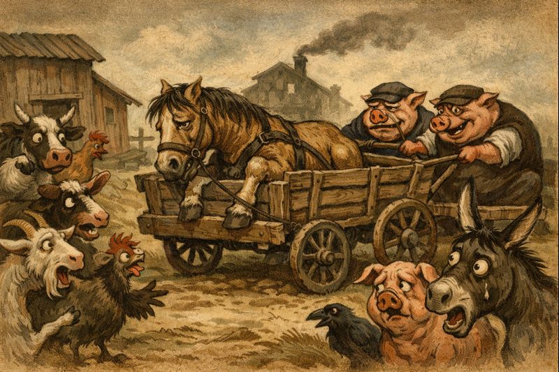 Dobilo išvežimas į skerdyklą – moralinis lūžis romane „Gyvulių ūkis“