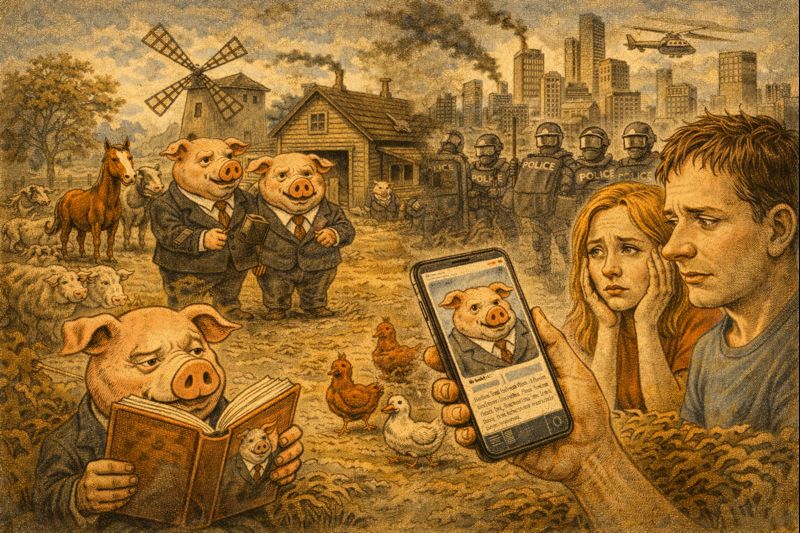 Gyvulių ūkis aktualumas šiandien – politinė satyra apie propagandą, valdžios piktnaudžiavimą ir visuomenės paklusnumą