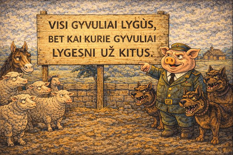 Gyvulių ūkis citata – visi gyvuliai lygūs, bet kai kurie lygesni už kitus