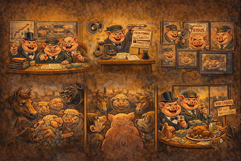 Gyvulių ūkis pagrindinės problemos – valdžios išsigimimas, propaganda ir nelygybė