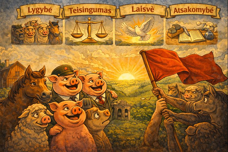 Gyvulių ūkis pagrindinės vertybės – lygybė, teisingumas, laisvė ir solidarumas