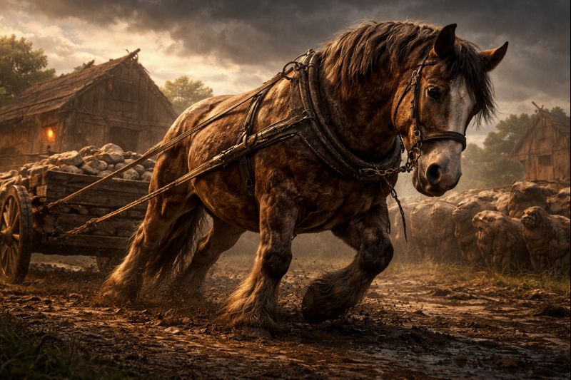 Gyvulių ūkis veikėjai - arklys Dobilas