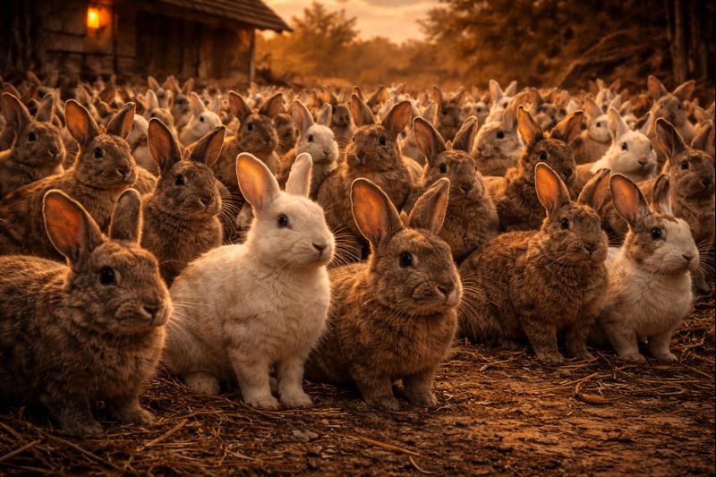 Gyvulių ūkis veikėjai - triušiai