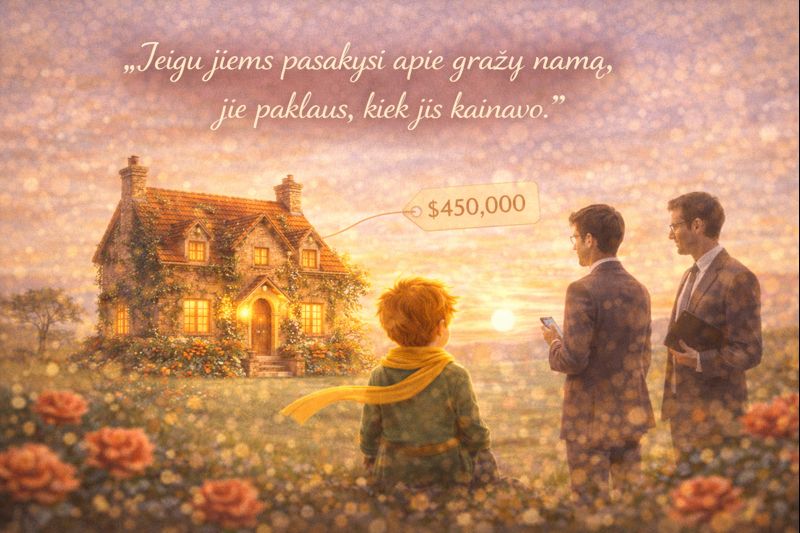 Mažasis princas citatos - Jeigu jiems pasakysi apie gražų namą, jie paklaus, kiek jis kainavo