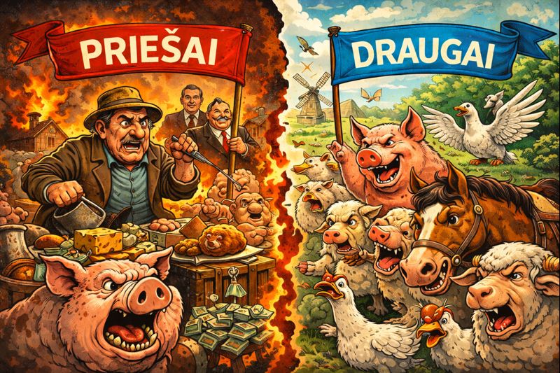 Knygos Gyvulių ūkis citatos apie lygybės pažadus ir Gyvulizmo idealus