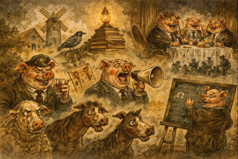 Knygos „Gyvulių ūkis“ stilius ir struktūra – alegorija, satyra ir politinė kritika