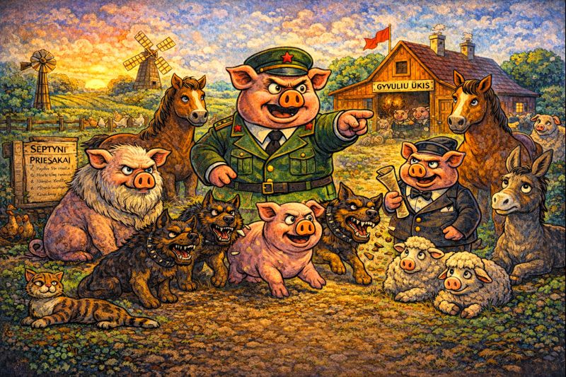 Knygos „Gyvulių ūkis“ veikėjai – valdžios, paklusnumo ir visuomenės alegorija