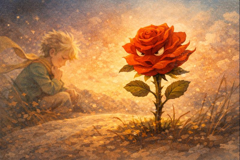 Mažasis princas ir rožė – rožės išdidumas, kaprizai ir emocinis trapumas