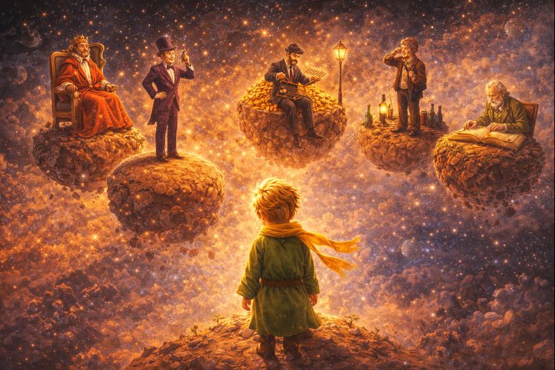 Planetos ir suaugusiųjų veikėjai knygoje „Mažasis princas“ – simboliniai gyvenimo modeliai