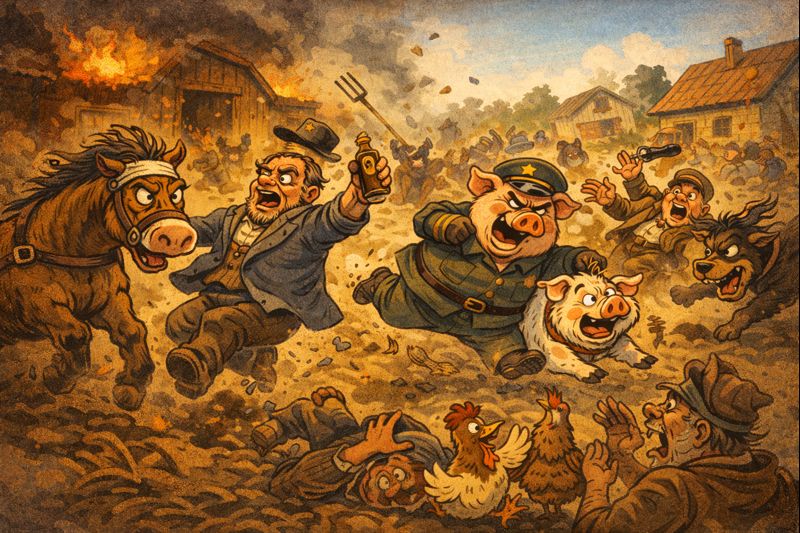 Sukilimas prieš fermerį Džonsą – knygos „Gyvulių ūkis“ siužetas