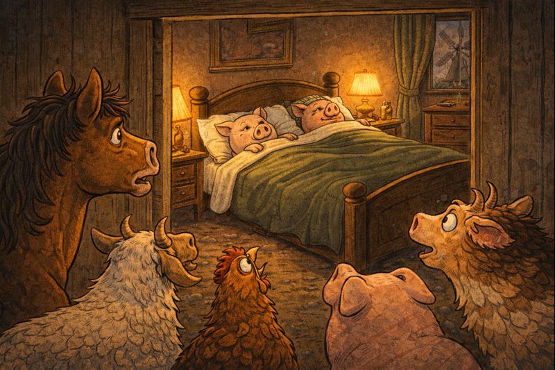 Gyvulių ūkis – priesako apie miegą lovoje pažeidimas ir valdžios privilegijos