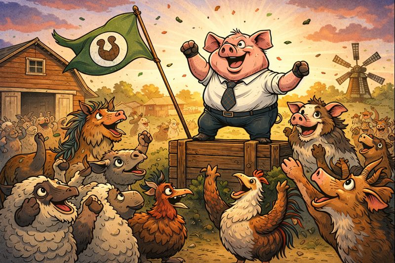 Gyvulizmas „Gyvulių ūkyje“ – lygybės ir bendruomenės ideologija