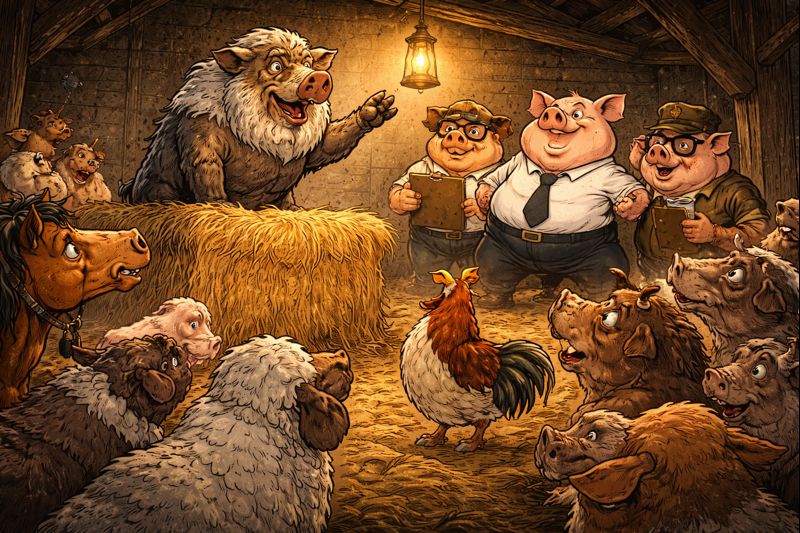 Gyvulizmo pradininkai knygoje „Gyvulių ūkis“ – Senasis Majoras ir kiaulės kaip ideologijos perėmėjos