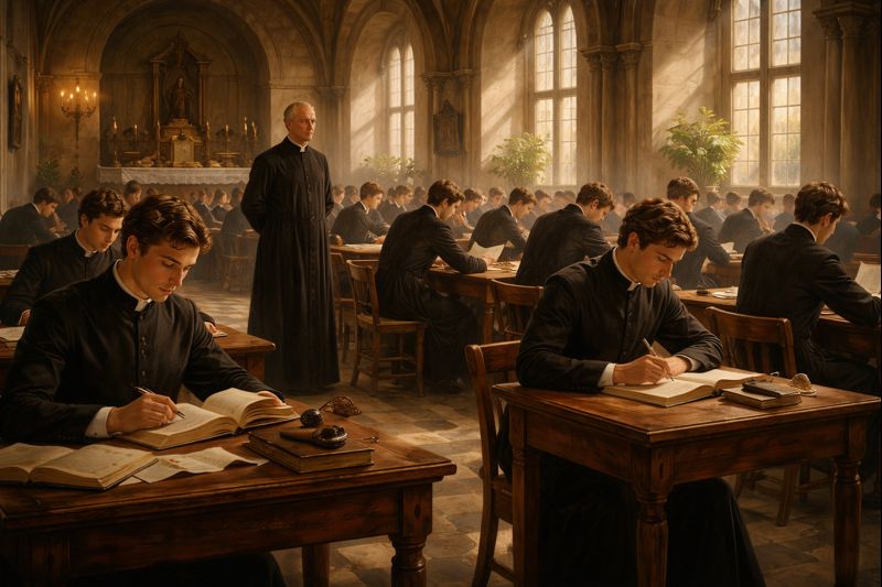 Kunigų seminarija romane „Altorių šešėly“ – griežta drausmė, klierikų kasdienybė ir dvasinis spaudimas