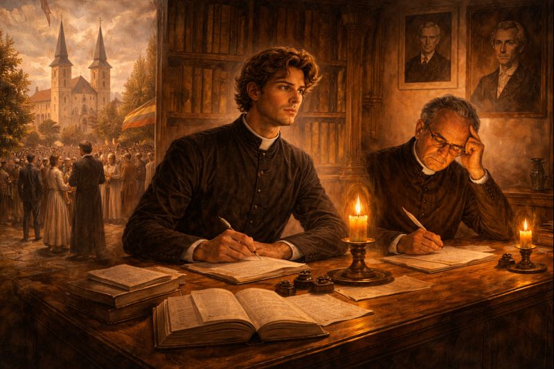 Romano „Altorių šešėly“ istorinis, kultūrinis ir biografinis kontekstas – Bažnyčios įtaka, kunigystė ir autoriaus patirtis