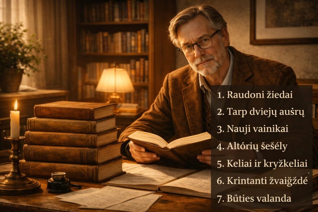 Vinco Mykolaičio-Putino žymiausios knygos – Raudoni žiedai, Tarp dviejų aušrų, Altorių šešėly ir kiti kūriniai