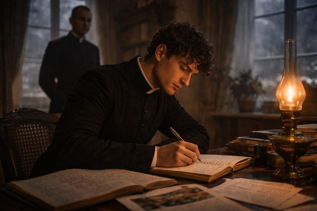 „Altorių šešėly“ siužetas II dalis „Eina gyvenimas“ – Liudo Vasario kūrybos atgimimas ir konfliktas su kunigu Ramučiu