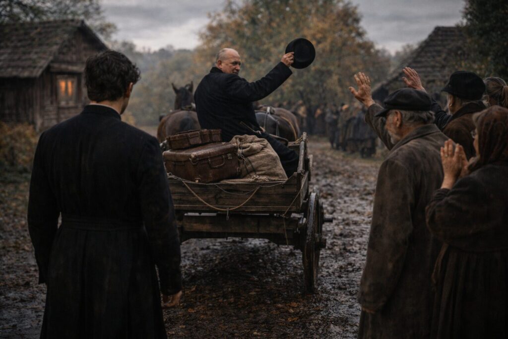 „Altorių šešėly“ siužetas II dalis „Eina gyvenimas“ – kunigo Stripaičio išvykimas iš Kalnynų parapijos