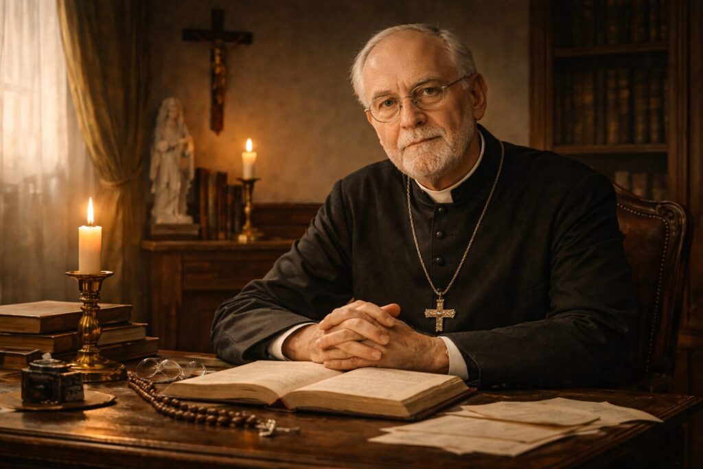 „Altorių šešėly“ veikėjai – Dvasios tėvas kaip pašaukimo tikrumo ir sąžinės kontrolės simbolis