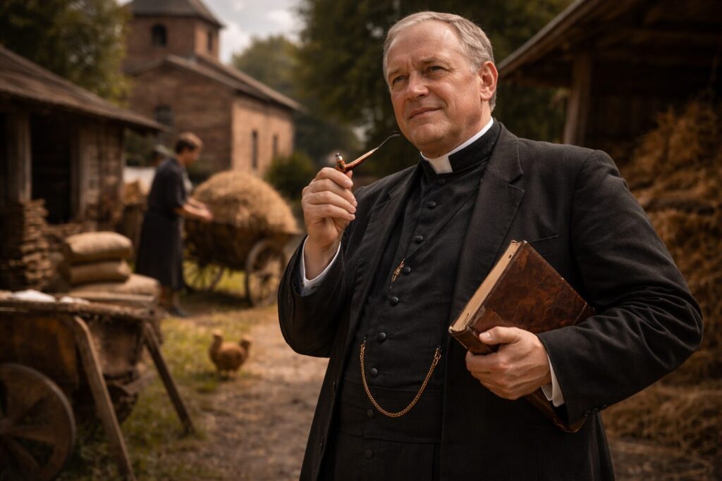 „Altorių šešėly“ veikėjai – kunigas Platūnas Kalnynų parapijos kieme kaip praktiškos ir administracinės kunigystės simbolis