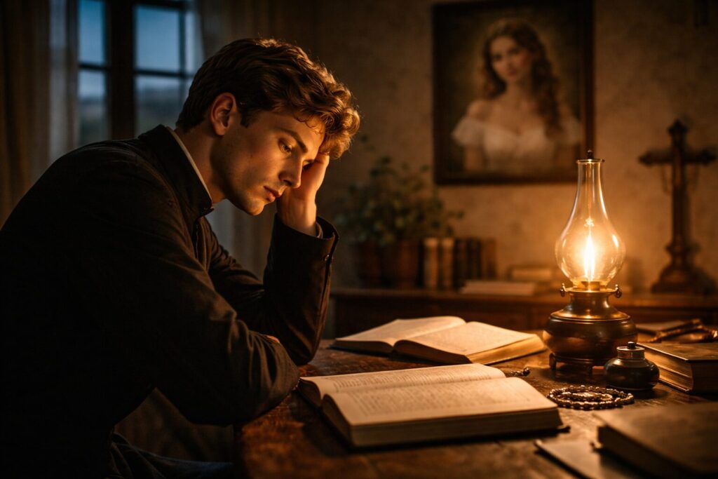 „Altorių šešėly“ siužetas I dalis „Bandymų dienos“ – Liudo Vasario vidinis sugrįžimas ir mintys apie Liuciją